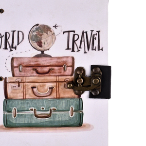 Carnet de notes A5 en papier fait main pour voyages d'aventure |   Journal en papier recyclé de 100 pages avec cadenas antique, design esthétique de journal de voyage - Product Image 2