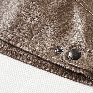 Veste d'hiver en cuir d'agneau véritable pour homme, élégante, de haute qualité, en cuir de vachette premium, marron - Product Image 3