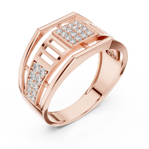 Bague en or rose 18 carats sertie de diamants ronds cultivés en laboratoire, style IMPERIAL PILLAR, idéale pour mariage, fiançailles, cadeaux, usage quotidien ou professionnel pour homme. - Product Image 1