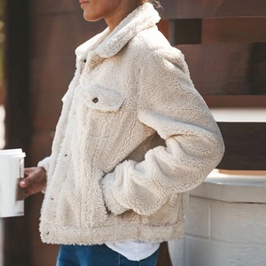 Veste en sherpa duveteuse pour homme, col rabattu, simple boutonnage, manteau d'hiver décontracté, épaisse, en polaire pelucheuse - Product Image 5