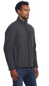 Chaqueta de Forro Polar Negra para Hombre, Cuello Alto, Cierre de Cremallera, Resistente al Viento, Corte Regular Informal, Color Sólido, Prenda Exterior de Poliéster para Otoño - Product Image 4