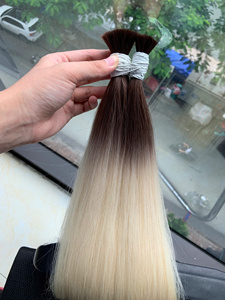 Precio al por mayor Extensiones de cabello a granel Cabello humano Double Drown 100 gramos Colores claros 18 pulgadas - Product Image 4