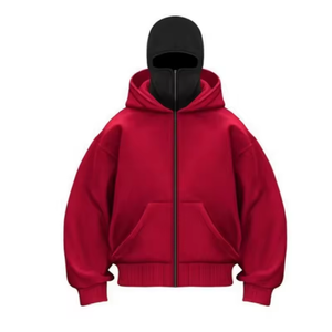 เสื้อฮู้ดโอเวอร์ไซส์ผู้ชาย ผ้าฟลีซ สีพื้น ซิปหน้า สวมใส่สบายๆ สำหรับฤดูใบไม้ร่วง ผ้าฝ้าย 100% ระบายอากาศได้ดี ดีไซน์แบบถัก - Product Image 3
