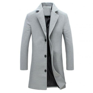 Abrigo de Lana Personalizable para Hombre, Moda Otoño Invierno, Abrigo Sólido de Solapa con Botones, Chaqueta Casual de Negocios para Hombre, Tallas Grandes - Product Image 2