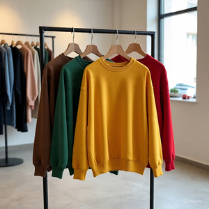เสื้อสเวตเชิ้ตผู้ชาย แขนยาว คอกลม ผ้าฟลีซ สีพื้น ไซส์ใหญ่ ผ้าฝ้าย 100% เป็นมิตรกับสิ่งแวดล้อม - Product Image 5