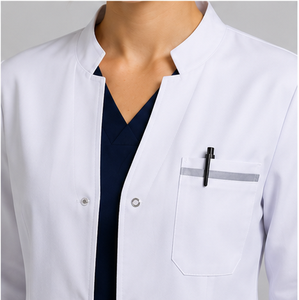 Custom <b>Women</b> Lab Coat <b>White</b> Doctor Workwear <b>Long</b> <b>Sleeve</b> Pharmaceutical Uniform Breathable Cotton Polyester Medical Laboratory - Product Image 4