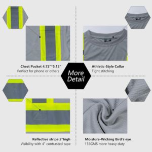 Vêtements de travail haute visibilité réfléchissants, classe 1 ANSI, imperméables, respirants, légers, avec éclairage LED, manches longues, blocs de couleur - Product Image 6
