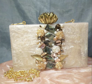 Luxurious Resin Epoxy <b>Clutch</b> Bag with Handmade Indian Embroidery Customized Wedding Wear Handbag for Elegant <b>Brides</b> Love Model - Product Image 4