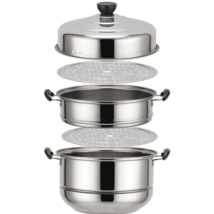 Olla Vaporera Premium para Cocina con Tapa de Vidrio Templado, Cuerpo de Acero Inoxidable Resistente, Base Compatible con Inducción - Product Image 1