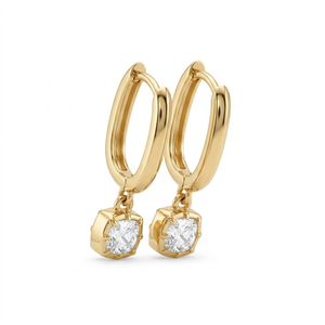 14k gold Hoop <b>Dangle</b> <b>Earrings</b> Cushion Cut <b>diamond</b> Drop <b>Earrings</b> for Women Party Wedding Jewelry - Product Image 2