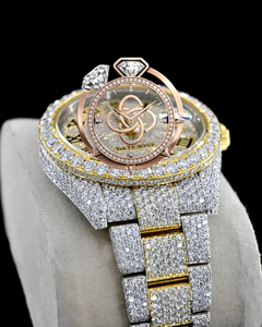 Montre de luxe pour homme en acier inoxydable avec bracelet, style bijoux, sertie de diamants Moissanite - Product Image 2