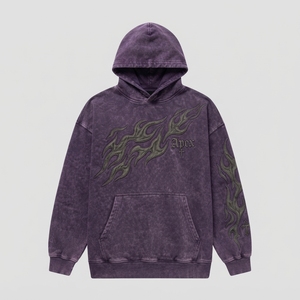 Sudadera con Capucha Morada Lavada para Hombre, Oversize, Estilo Urbano con Gráficos, Forro Polar, Ropa Personalizada OEM - Product Image 2