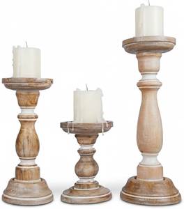 Ensemble de 2 supports à bougies en bois, base conique moderne, porte-bougie en bois, support à bougies d'église, décoration de Noël - Product Image 5