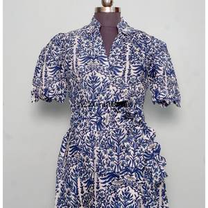 Vestido de Algodón 100% con Estampado Floral Hecho a Mano para Mujer, Vestido de Verano, Vestido de Fiesta, Vestido Informal para Mujer - Product Image 4