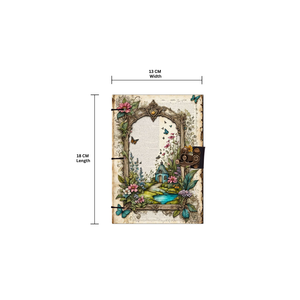 A5 Handmade Paper Journal 100 Pages | Premium Eco Friendly Notebook Enchanted Garden Scene Theme | Hard Cover <b>Diary</b> Sketchbook - Product Image 4