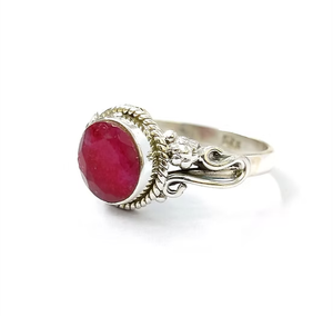 Handmade Pink Round-Cut Ruby Ring <b>Solid</b> 925 <b>Silver</b> Designer Collection Jewelry Wholesale JAIPUR <b>SILVER</b> - Product Image 2
