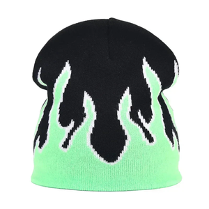 Gorro de Punto con Diseño de Llamas Personalizado, Rojo, Negro y Amarillo, Unisex, Estilo Urbano, Gorro de Invierno para Adultos - Product Image 5