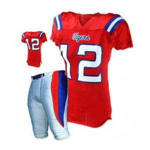 For American <b>Football</b> Jersey Set Printed Plus Size Red <b>White</b> Blue Moisture Wicking Short Sleeve V-Neck Adult Men's Apparel - Product Image 1