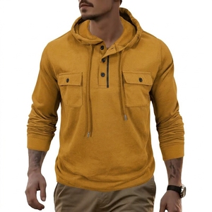 Eco Friendly Outdoor Sports Hoodie Autumn Long Sleeve Hooded <b>Sweatshirt</b> with Drawstring Pocket Solid Color Activewear - Product Image 6