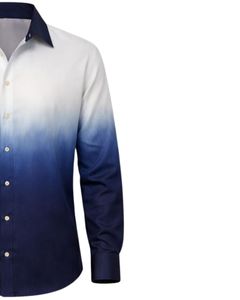 เสื้อเชิ้ตผู้ชายสีขาว-น้ำเงินไล่เฉด ผ้าฝ้ายพรีเมียม แขนยาว ติดกระดุม สวมใส่ได้ทั้งแบบเป็นทางการและลำลอง ผลิตตามสั่ง จำหน่ายส่ง - Product Image 4