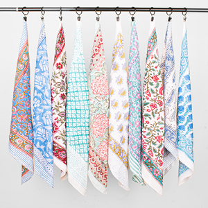 Luxury Cotton Square Scarf Boho Hand Block Printed Bandana Floral Print Breathable Multifunctional Fashion Headwear Spring - Product Image 3