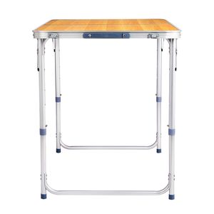 Tavolo Pieghevole Portatile Multifunzione da 4 Piedi con Finitura Effetto Legno per Campeggio e Arredamento da Esterno - Product Image 5