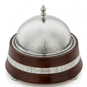 Ramadan Hotpot Casserole <b>Set</b> Premium Wooden <b>Chafing</b> <b>Dish</b> <b>Buffet</b> Hammered Stainless Steel Dome Lid Durable Heat-Retention Modern - Product Image 1