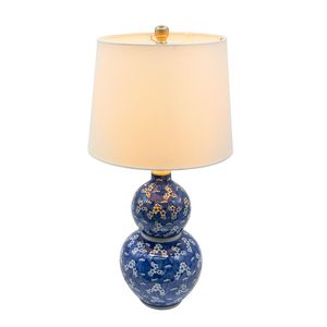 Lámpara de Mesa de Cerámica de Dos Niveles Azul y Blanco D13x25.7, Diseño Redondo con Estilo Elegante - Product Image 3