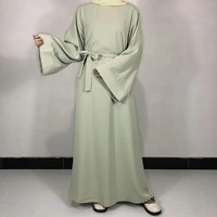 Abaya personnalisée grande taille sans couture, basique et unie, style Arabie Saoudite, avec ceinture offerte, en polyester de haute qualité, pour femmes musulmanes, modeste et simple, coupe maxi