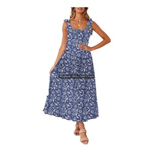 Robe élégante bohème à fleurs avec bretelles spaghetti pour femmes, style estival parfait pour les vacances, les journées à la plage et les soirées décontractées, Inde - Product Image 6