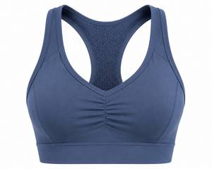 Soutien-gorge de sport dos nageur pour femme, col en U, maintien élevé, maille respirante, yoga, sans couture, écologique, logo frontal, style uni - Product Image 2