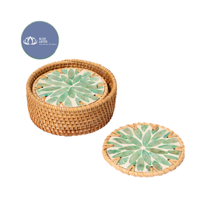 Los Más Vendidos: Posavasos de Cerámica y Ratán Natural Hechos a Mano con Diseño Floral, Venta al Por Mayor - Product Image 5