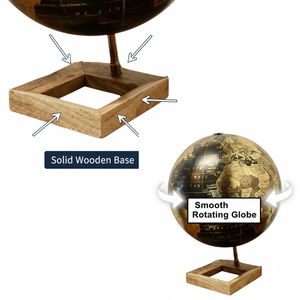Globo terráqueo clásico grande de metal para escritorio |   Mapa del mundo a color detallado con soporte negro duradero |   Herramienta educativa y decoración para mesa de oficina - Product Image 4