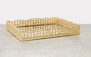 Bandeja de Servir Moderna de Metal y Madera, Rectangular, Decorativa, con Marco Metálico, para Mesa de Centro, Cocina, Comedor, Restaurante - Product Image 6