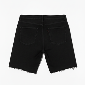 Shorts Bermuda Marron pour Homme Brodés Talk To Em Pailletés Style Urbain Taille Mi-Haute en Toile de Coton à Ourlet Effiloché - Product Image 6