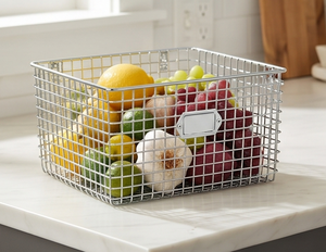 Fine Quality Metal Wire Storage <b>Basket</b> <b>Square</b> Stackable Simple Design Multi-Purpose Neatening Organization - Product Image 6