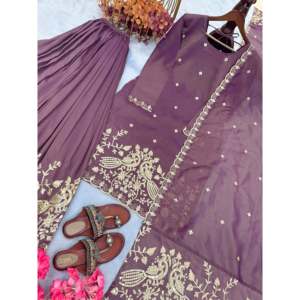 Hermoso conjunto de traje Top Plazzo y Dupatta para mujer con trabajo de secuencia de bordado - Product Image 1