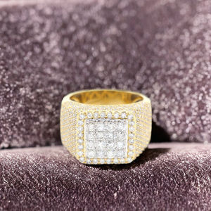 Luxury 10K Solid Gold Men's Custom Bling Moissanite Rhodium Plated <b>Wedding</b> <b>Anniversary</b> Band Iced Championship Hiphop Fine Rings - Product Image 5