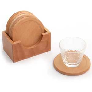 Durable Natural Mango Wood <b>Coaster</b> Set with Holder Eco Friendly Stylish Customizable <b>Drink</b> Mats <b>for</b> Home Office Table Decoration - Product Image 6