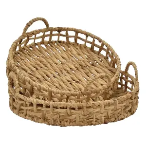 Global Trade Bulk Price Artisanal <b>Water</b> Hyacinth Tray Set Natural <b>Container</b> For Living Room Table Organization And Decor - Product Image 3