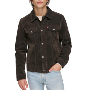 <b>Men's</b> <b>Leather</b> Bomber Jacket Turn-Down Collar Zipper Closure Washed Finish Casual Spring Wear Light Blue <b>Jeans</b> Match Front - Product Image 2