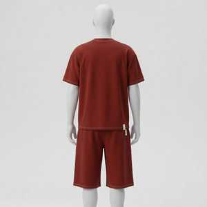 Conjunto de Camiseta y Pantalones Cortos Rojos para Hombre, de Algodón Transpirable, Estilo Casual de Verano, Talla Grande, de Alta Calidad, Estilo Urbano - Product Image 5