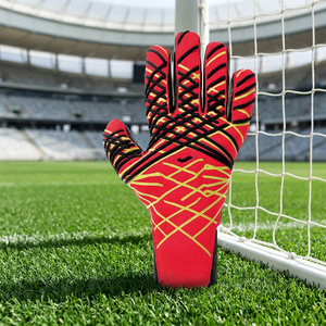 New German Latex Professional Red Goalkeeper Gloves Breathable Light Weight Figure Protective Elastic Strap Negative Strap - Product Image 2