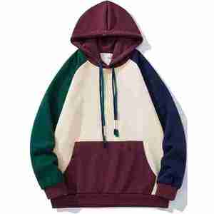 Sweat-shirt à capuche pour homme, color-block, manches raglan, coupe ample, décontracté, en coton French Terry, pour l'automne - Product Image 1