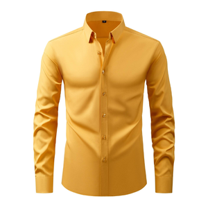 Camisa de Negocios para Hombre, Color Sólido, Elástica en Cuatro Direcciones, Antiarrugas, Premium, Gran Venta - Product Image 3
