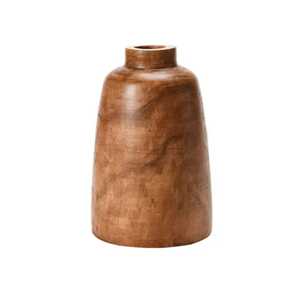 Vase en bois moderne, fin et conique, sculpté à la main, en bois massif naturel, bouteille haute, centre de table minimaliste, récipient à fleurs - Product Image 3