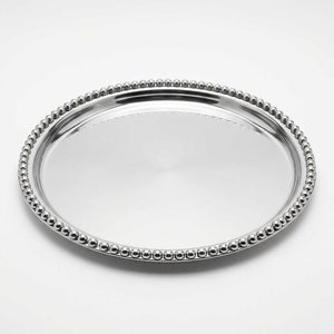 Oval <b>Silver</b> SS304 Beaded Rim Serving <b>Tray</b> 32 cm Home/Hotel Wedding Decor Gift - Product Image 6