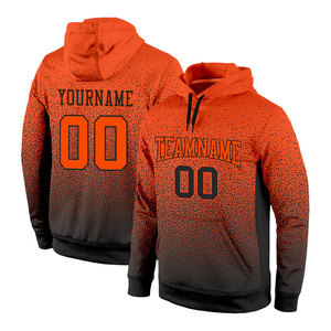 Sweat-shirt à capuche personnalisé noir et orange dégradé, sublimation sportive, streetwear élégant, confort athlétique, tenue décontractée - Product Image 1
