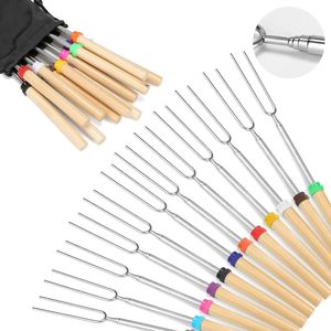 Set di 12 Spiedini per Marshmallow con Manico in Legno, Forchette Telescopiche da 32 Pollici, Borsa Portatile per Hot Dog, Campeggio, S'mores, Utensili per Barbecue - Product Image 4