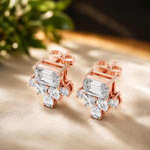 BRA Certificated with Moissanite <b>Earrings</b> Rose Gold Plated Vintage Drop <b>Earrings</b> Emerald Cut Diamond Wedding Women's <b>Earrings</b> - Product Image 1
